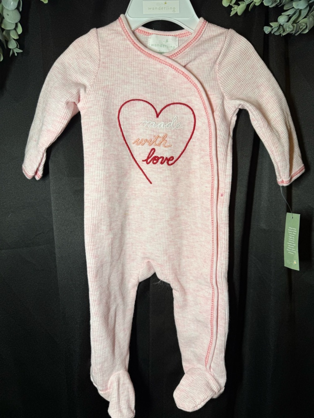 NWT footed sleeper with Red Heart Embroidery